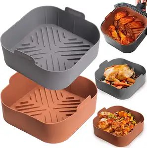 Accessoires réutilisables de friteuse à Air en Silicone, tapis rond et carré, Insert de plateau de poêle, doublures de panier de friteuse à Air en Silicone