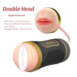 デュアルヘッドリアルな肛門膣リアルプッシー男性用オナニーカップディープスロートマスターベーター - Product Image 2