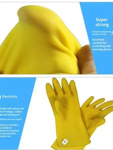 Жаропрочные желтые перчатки для уборки дома, мытья посуды и работы, водонепроницаемые защитные перчатки общего назначения - Product Image 4