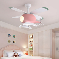 Ventilateur de plafond DJJLight Helicopter avec abat-jour en acrylique contemporain, base en bois, éclairage LED, commande par interrupteur, salon, blanc chaud 3500K