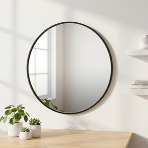 Manufacturers Classic <b>Round</b> <b>Black</b> Metal <b>Framed</b> <b>Mirror</b> for Home, Hotels and Bathroom Decorations - Product Image 1