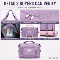 Sac de voyage extensible OEM personnalisé avec compartiment sec/humide et manchon de bagage pour la gym, les week-ends, sac fourre-tout pour femme