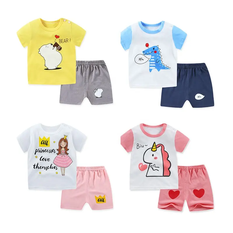 New design children's set summer pajama Short sleeve shorts cotton boy girls' sleepwear 2 piece kids sleepwear sets