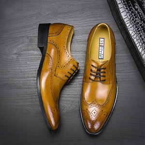 Chaussures en cuir pour hommes de luxe haut de gamme, nouvelle collection, best-seller, à trois lacets, en cuir Oxford, avec détails sculptés, pour affaires, dîners et soirées. - Product Image 6