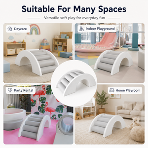 Arche de jeu souple personnalisée grise et arc-en-ciel pour tout-petits, équipement d'escalade intérieur pour garderies et location d'équipements de fête - Product Image 6