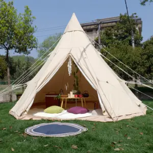 Özel logo su geçirmez açık kamp 5m hint tuval piramit çadır glamping oyuncak çadır yetişkinler tipi