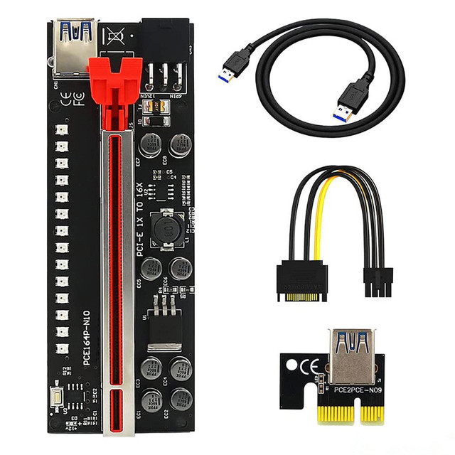 Angitu 1X PCI-E X16 PCIE Riser GPU 6Pin Adapter Cable USB3.0 PCI Express Extension Riser Card V011PRO Plus