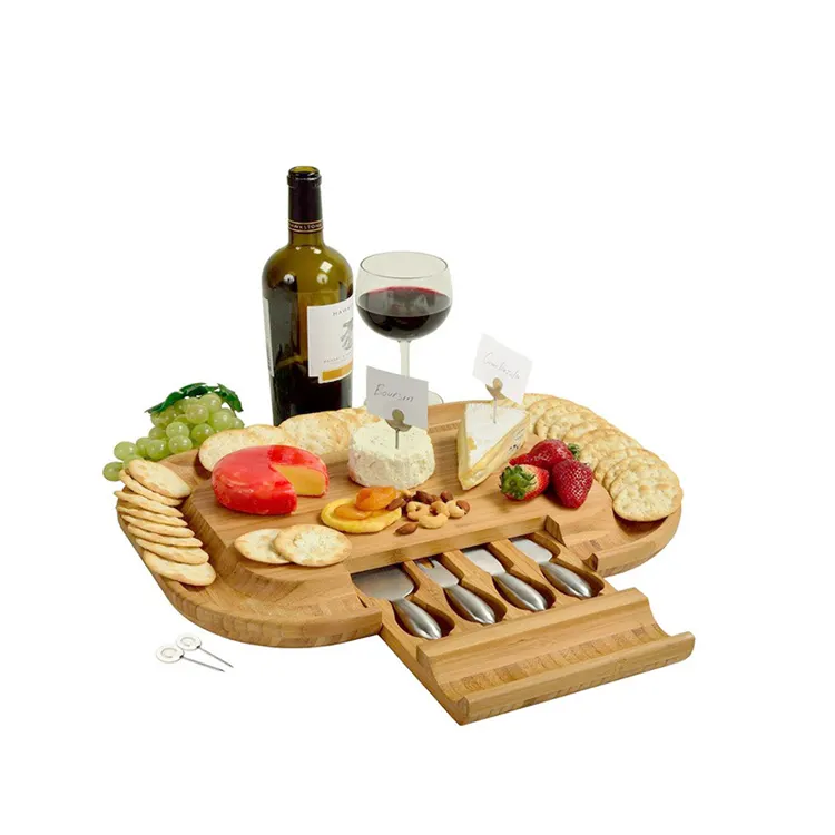 Estick Bamboo Cheese Cutting Board Set Marble Slate Wholesale Wood Wooden Acacia Mini Agate Cheese Board With Cutlery Set