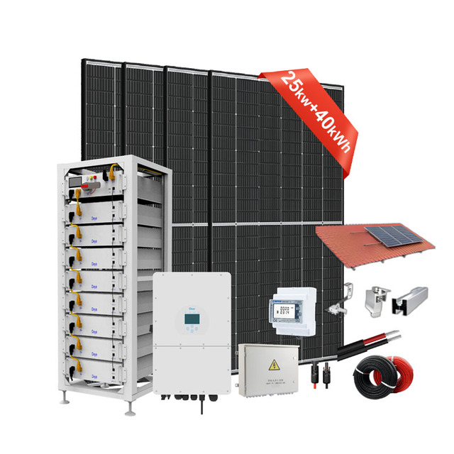 Hybrid Solar System 25kw Deye Three Phase Hybrid Inverter and 40kwh Battery with Trina Solar Panels for Home