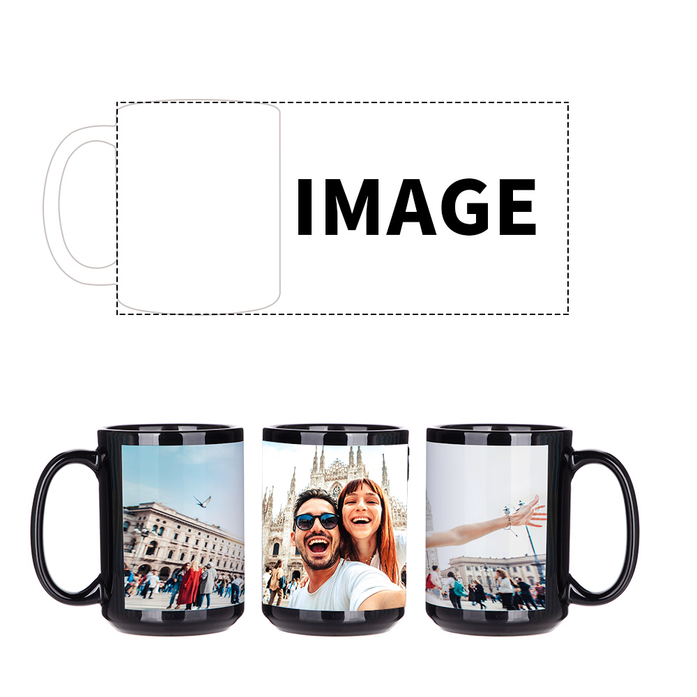 Custom Sublimation Mug - 15 oz Black Ceramic Coffee Mug with White Patch  for Business Gifts - Eco-Friendly and Stocked