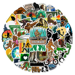 Nouvelles 50 autocollants de <span class=keywords><strong>dessin</strong></span> <span class=keywords><strong>animé</strong></span> sur le thème des aventures en plein air : Wildman, Sauvage, <span class=keywords><strong>Yeti</strong></span>, Sasquatch - Product Image 2