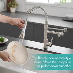 Đương Đại hai đầu linh hoạt nhà bếp Mixer áp lực cao nồi phụ với kéo phun vòi nước mùa xuân cho nhà bếp hiện đại - Product Image 2