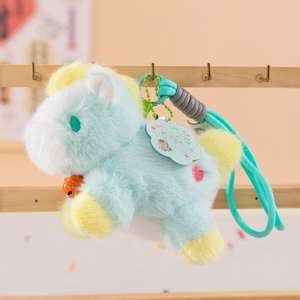 2026 Hot Sale Multicolor Pluche Sleutelhanger Schattig Pluizig Paard Hangertje met Geluksbrenger PP Katoen Superzacht voor Verjaardagscadeau - Product Image 5