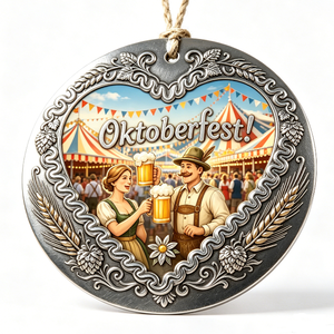Badge circulaire en alliage de zinc plaqué argent pour l'Oktoberfest avec motif en relief, décoration traditionnelle pour les fêtes, cadeau - Product Image 2