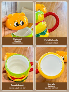 Mug en céramique créatif grande capacité Ours Hamburger – Cadeau personnalisé amusant pour les fêtes, idéal pour le lait - Product Image 6