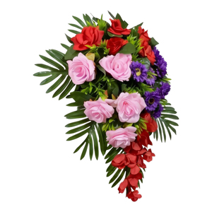Ramo de Rosas Artificiales Rojas y Rosadas, Guirnaldas Decorativas y Arreglos Florales para Colgar en la Pared, Decoración para el Hogar y Bodas - Product Image 5
