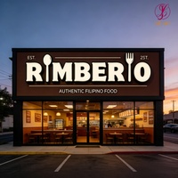 Enseigne lumineuse LED 3D personnalisée pour nom de restaurant extérieur, lettres en relief pour publicité et signalétique extérieure de bâtiment