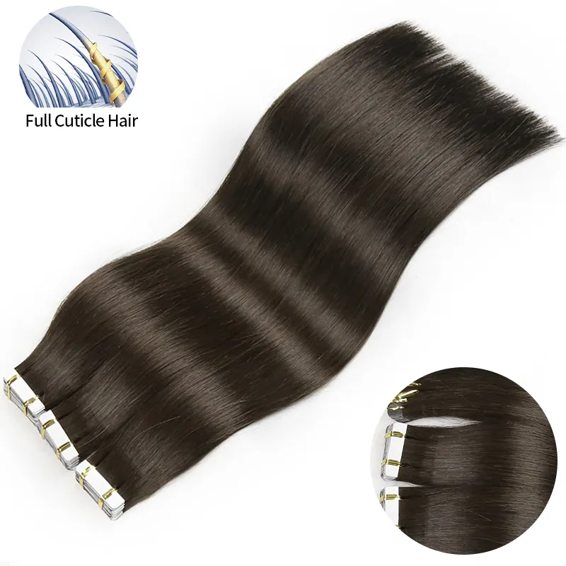 Vente de gros Ruban adhésif dans les extensions de cheveux Aspect naturel 100% Ombre humaine Ruban double face Blond Tape Extensions de cheveux