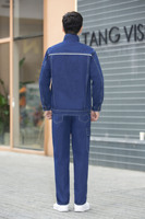 Combinaison de travail en denim épaissi personnalisée, anti-brûlure, ignifuge, réfléchissante, respirante, unisexe, pour soudeurs