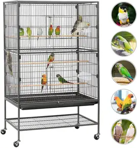 52 Inches Wrought Iron Standing Large Flight King Cockatiels African Grey Quaker Parakeets Green Cheek Pigeons Parrot Bird Cage