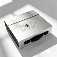 Boîte cadeau rigide de luxe personnalisée avec poignée en cuir, emballage en papier magnétique pour la mode, la beauté, les bijoux, les parfums et les cadeaux d'entreprise
