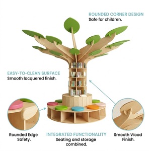 Étagère à livres en forme d'arbre Montessori pour la lecture, avec sièges, mobilier de bibliothèque pour salle de classe, garderie, centre de soins aux enfants - Product Image 2