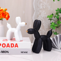 Redeco Surprise Prix Art Sculpture Ballon Chien Blanc Ballon Chien Décor Noir Résine Ballon Chien Statue Cadeaux Décoration de La Maison