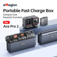 Étui de charge rapide AMagisn Insta360 Ace Pro 2, chargeur de batterie et compartiment de rangement pour accessoires