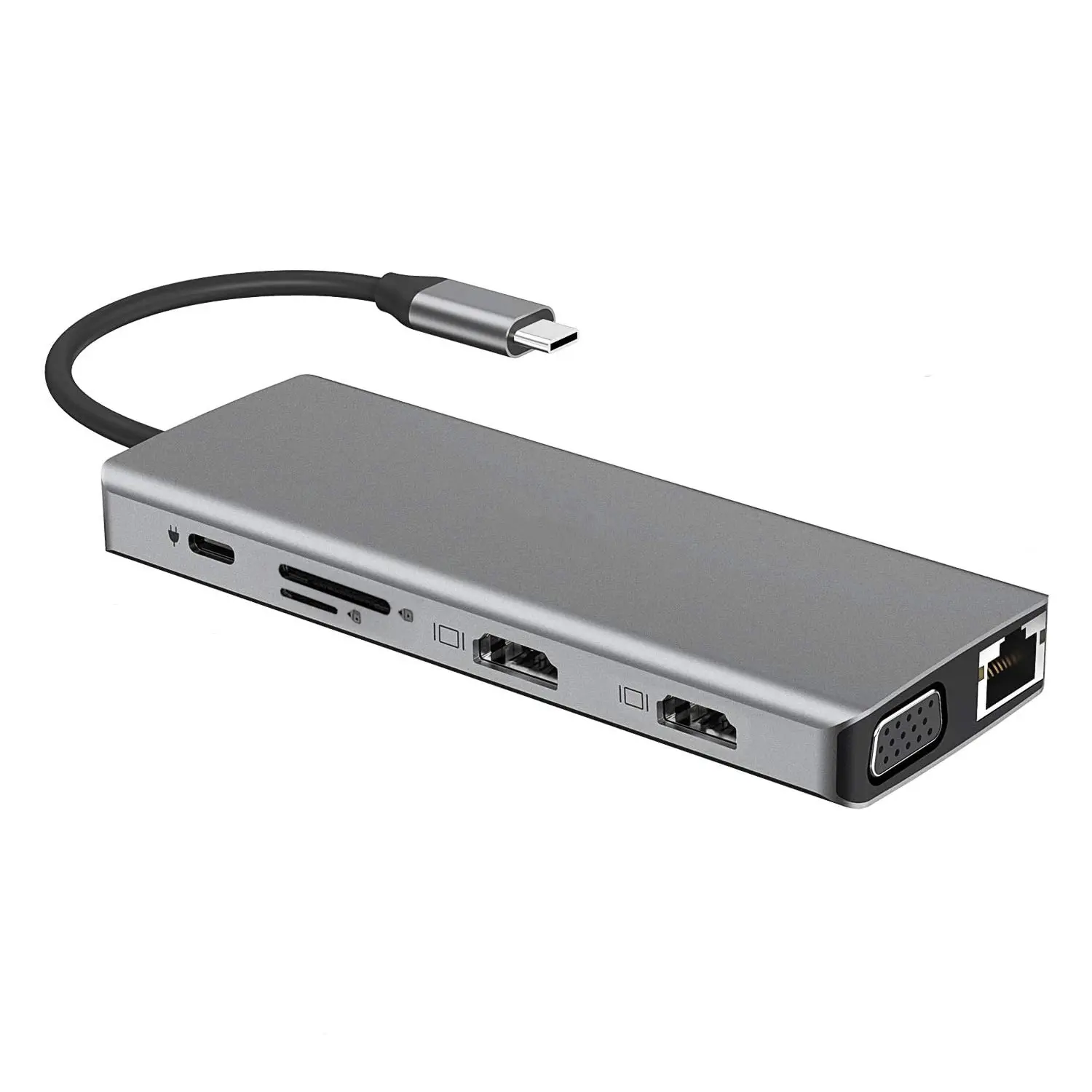 Adaptör çift çoklu Port tipi USB C Hub 12 in 1 RJ45 PD Port adaptörü 1000Mbp MacBook Hub yerleştirme istasyonu için
