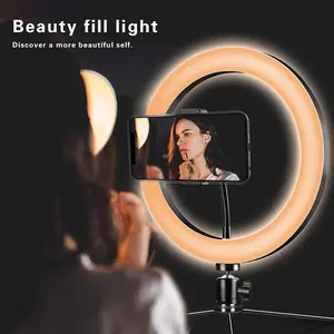 M26 10" LED Ring Light With Tripod Stand Phone Holder With Dimmable 3 Light Modes For Live Streaming Photography