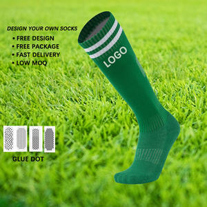 남성용 논슬립 축구 훈련 양말 맞춤 로고 축구 롱 크루 양말 무릎 위 스트라이프 양말 - Product Image 1