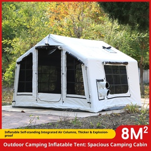 Tente gonflable Gouyu de grande capacité pour le <span class=keywords><strong>camping</strong></span> en plein air, en toile Oxford épaisse de couleur blanc clair, 8 mètres carrés - Product Image 2