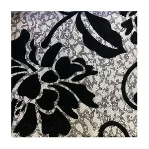 Flower Pattern Poly Flocked Upholstery Fabric Home Decor Flocking Lace Flock Velvet Sheer Rolls