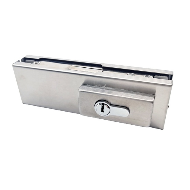 In stock glass door accessories 304SS bottom lock patch fitting with keys