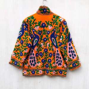 Veste courte en velours faite à la main, broderie florale de paon, style vintage ouzbek, vêtements de festival, fournisseur Inde - Product Image 2