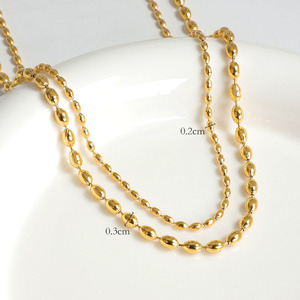 MICCI थोक कस्टम स्टेनलेस स्टील के गहने 18K पीवीडी सोना मढ़वाया ओवल चावल मनका लिंक चेन हार महिलाओं के लिए - Product Image 5