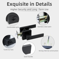 Ensemble de poignées de porte carrées noires mates avec serrure, robuste, pour intérieur et extérieur, chambre et salle de bain, quincaillerie de verrouillage pour la confidentialité