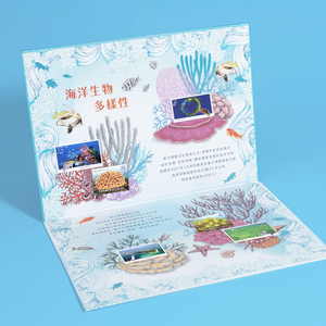 Marine Life Theme <b>Book</b>-Shaped Stamp Album <b>Box</b> Four-Color Printing Eco-Friendly Art Paper Gift Craft Storage - Product Image 5