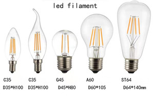 Bombilla LED de Filamento Transparente A60 G45 G80 G95 G125, Base E14 <span class=keywords><strong>E27</strong></span>, 1w 2w <span class=keywords><strong>4w</strong></span>, Bombilla Decorativa Vintage de Filamento LED - Product Image 5