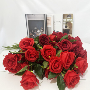 <b>Artificial</b> Rose Single <b>Stem</b> Red Wine Red High Simulation Valentine'S Day Home Decor Silk Flower Ornament - Product Image 3