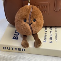Pendentif Porte-clés Poupée en Peluche en Coton PP en Forme de Grains de Café, Créatif et Amusant, UKJellycatDoll, Hauteur 0-10cm, Vente en Gros