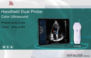 Fácil de llevar y operar, de mano y USB Wifi, matriz lineal y en fase, sonda de ultrasonido veterinaria Doppler a color inalámbrica CU100 - Product Image 2