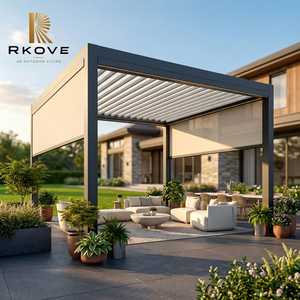 Pérgola Bioclimática Moderna RKOVE RK-S2 de Aluminio, con Techo de Láminas Motorizadas, Pantallas ZIP y LED, para Terrazas de Clubes - Product Image 1