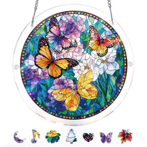 Rompecabezas acrílico de mariposa con efecto vitral, atrapasueños para ventana, decoración del hogar, arte DIY, regalo para mujeres y adultos - Product Image 3