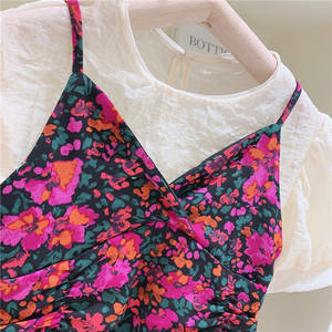 Ensemble été 2021 pour fille, 2 pièces : chemise + robe à volants fleurie, 3-7 ans - Product Image 4