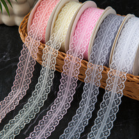 Ruban en satin Qibai de 50 yards, ajouré et bordé de dentelle, largeur 3 cm, style frais et naturel pour emballage de gâteaux, bouquets et nœuds DIY