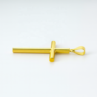 Pendentif Croix Religieuse Catholique en Or Jaune 14K pour Femmes, Hommes et Enfants - Bijoux Fins Classiques Minimalistes
