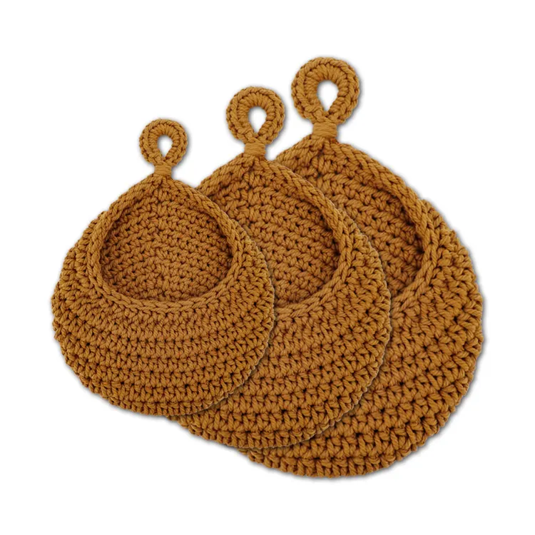 Set of 3 Handmade colorful cotton rope hanging fruit storage basket with customized size