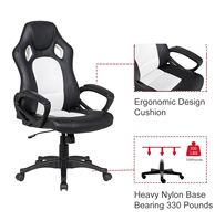 Chaise de bureau exécutive personnalisée en gros, dossier mi-haut, en cuir PU blanc, pour gestionnaire, idéale pour la maison et le gaming