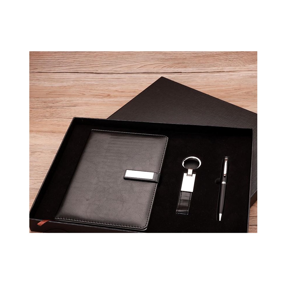 A5 деловая Подарочная коробка из искусственной кожи для блокнота, брелок, набор ручек, металлический ремень, магнитная пряжка
